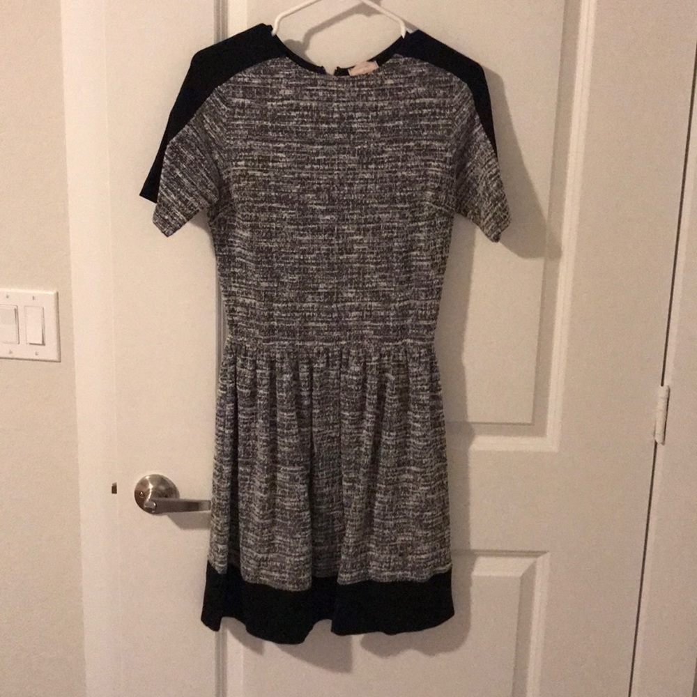 Black, gray and white dress